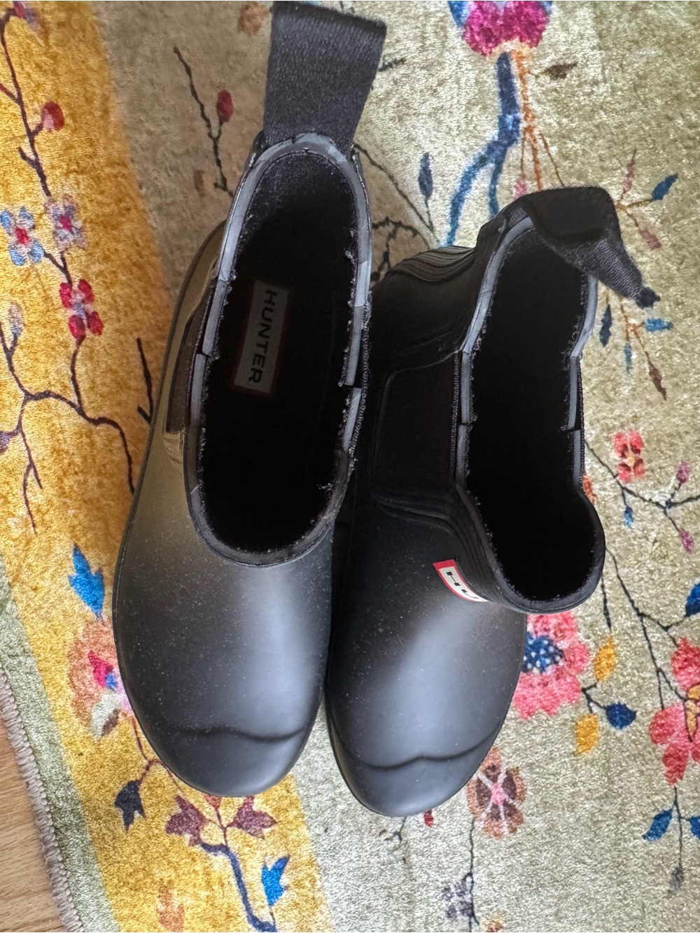 Hunter women Black Chelsea Waterproof Rain Boots us6